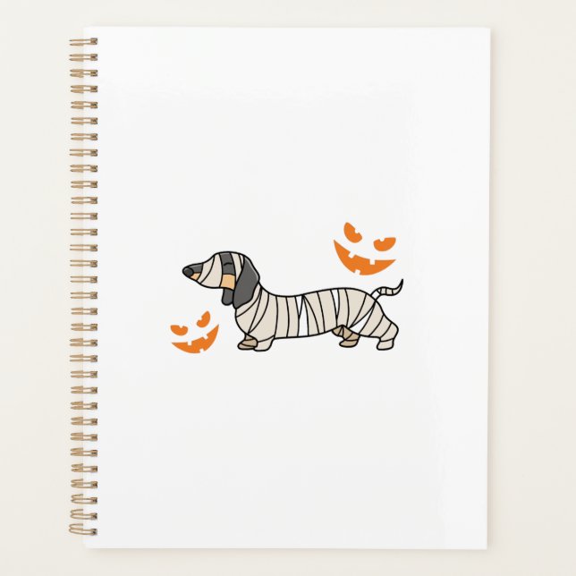 Dachshund Dog Halloween Candy Corn Full Moon Planner (Front)