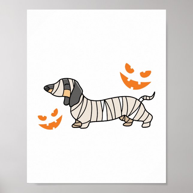Dachshund Dog Halloween Candy Corn Full Moon Poster (Front)