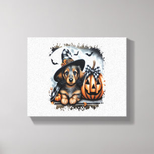 Dachshund Dog Halloween Canvas Print
