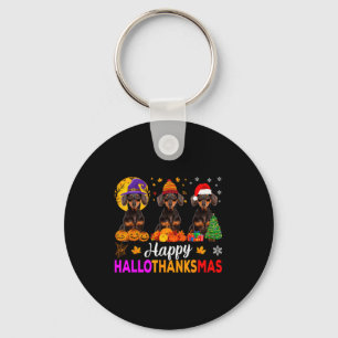 Dachshund Dog Halloween Christmas Hallothanksmas F Key Ring