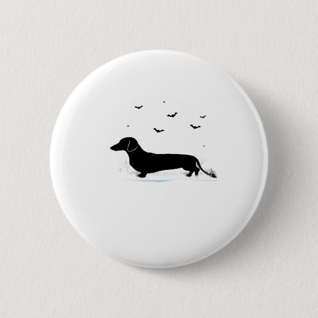 Dachshund Dog � Halloween Moon Silhouette Classic  6 Cm Round Badge (Front)