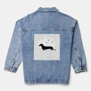 Dachshund Dog � Halloween Moon Silhouette Classic Denim Jacket