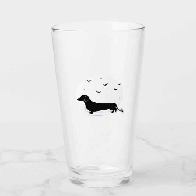 Dachshund Dog � Halloween Moon Silhouette Classic  Glass (Front)