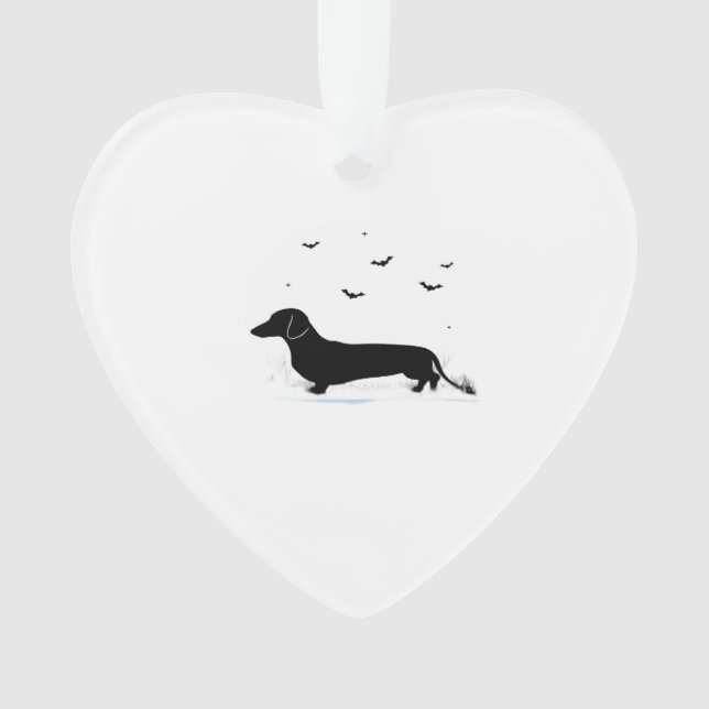 Dachshund Dog � Halloween Moon Silhouette Classic  Ornament (Front)