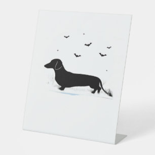 Dachshund Dog � Halloween Moon Silhouette Classic Pedestal Sign