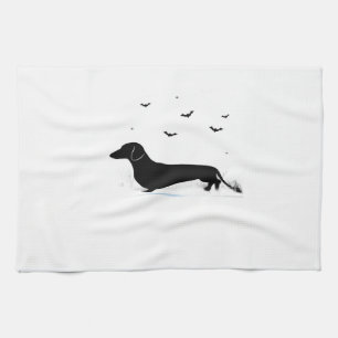 Dachshund Dog � Halloween Moon Silhouette Classic  Tea Towel