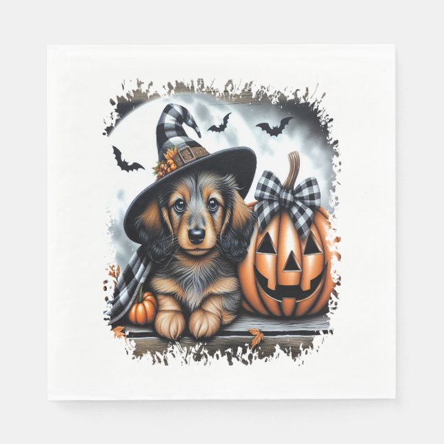 Dachshund Dog Halloween Napkin (Front)