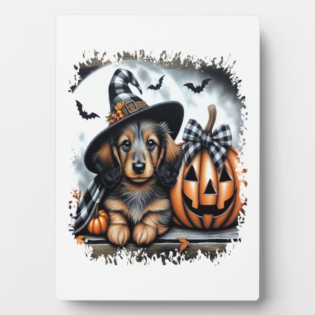 Dachshund Dog Halloween Plaque (Front)