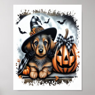 Dachshund Dog Halloween Poster