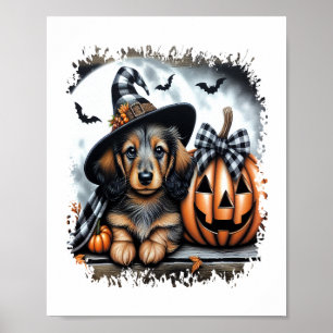 Dachshund Dog Halloween Poster