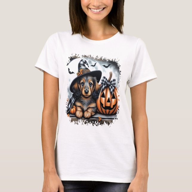 Dachshund Dog Halloween T-Shirt (Front)