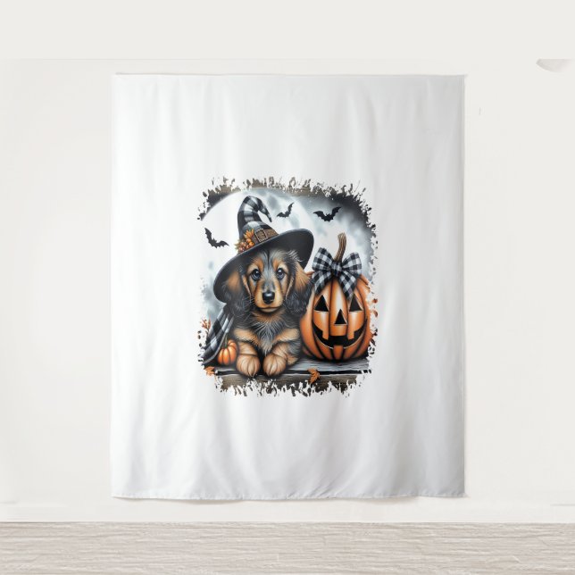 Dachshund Dog Halloween Tapestry (Front)