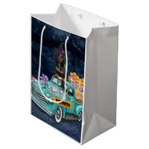 Dachshund Dog Halloween Truck Scary Night  Medium Gift Bag