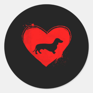 Dachshund Dog Heart Shape Valentine Dog Lovers Classic Round Sticker