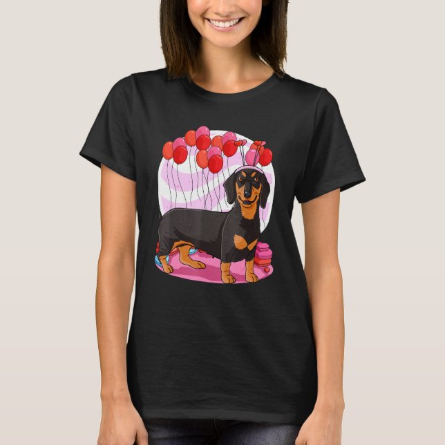 Dachshund Dog Heart Valentine Day Decor T-Shirt (Front)