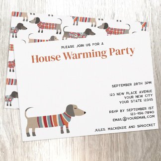 Dachshund Dog House Warming Party Announcement