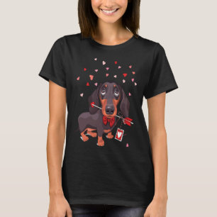 Dachshund Dog in a bow tie and with love arrow Val T-Shirt