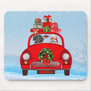Dachshund Dog In Car With Santa Claus  Mouse Mat