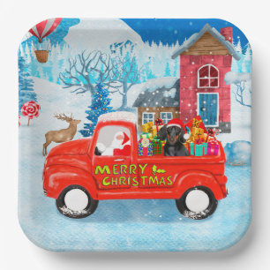 Dachshund Dog in Christmas Delivery  Paper Plate