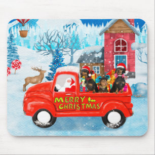 Dachshund Dog in Christmas Delivery Truck Snow  Mouse Mat