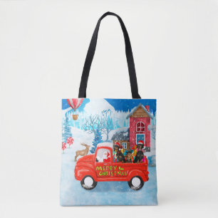 Dachshund Dog in Christmas Delivery Truck Snow Tote Bag