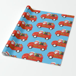 Dachshund Dog in Christmas Delivery Truck Wrapping Paper