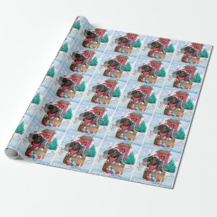 Dachshund Dog In snow Christmas Dog House  Wrapping Paper