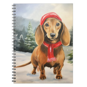 Dachshund Dog in Snow Christmas  Notebook