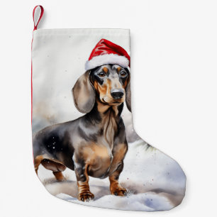 Dachshund Dog in Snow Christmas Small Christmas Stocking