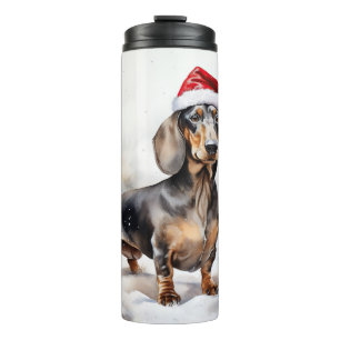 Dachshund Dog in Snow Christmas Thermal Tumbler