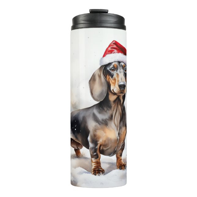 Dachshund Dog in Snow Christmas Thermal Tumbler (Front)