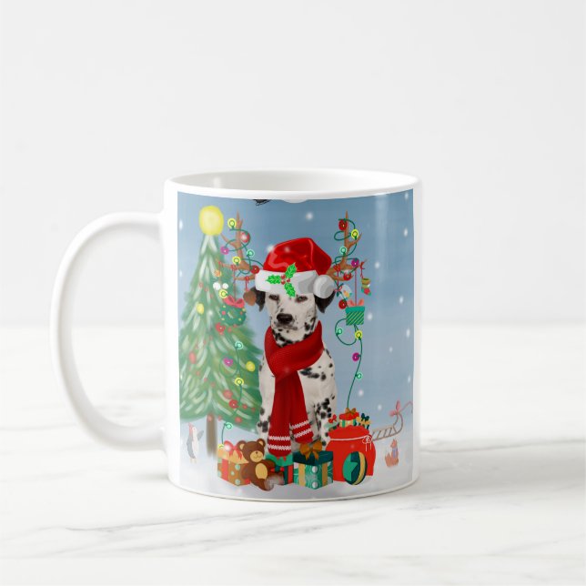 Dachshund Dog in Snow with Christmas Gifts   Coffee Mug (Left)