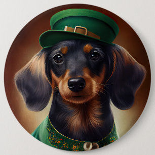 Dachshund Dog in St. Patrick's Day Dress 6 Cm Round Badge