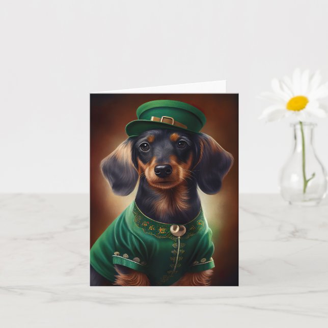 Dachshund Dog in St. Patrick's Day Dress Card (Small Plant)