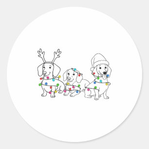Dachshund Dog Lover Christmas Light Xmas Doxie Mam Classic Round Sticker