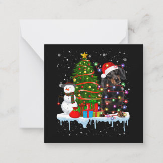 Dachshund Dog Lover Santa Lights Hat In Snow Card