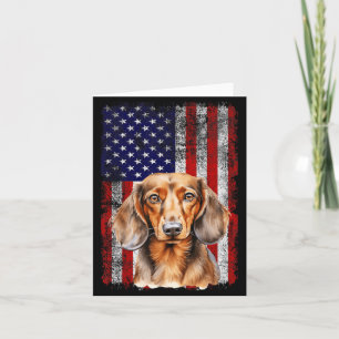 Dachshund Dog Lover US Flag 4th of July Patriotic Card