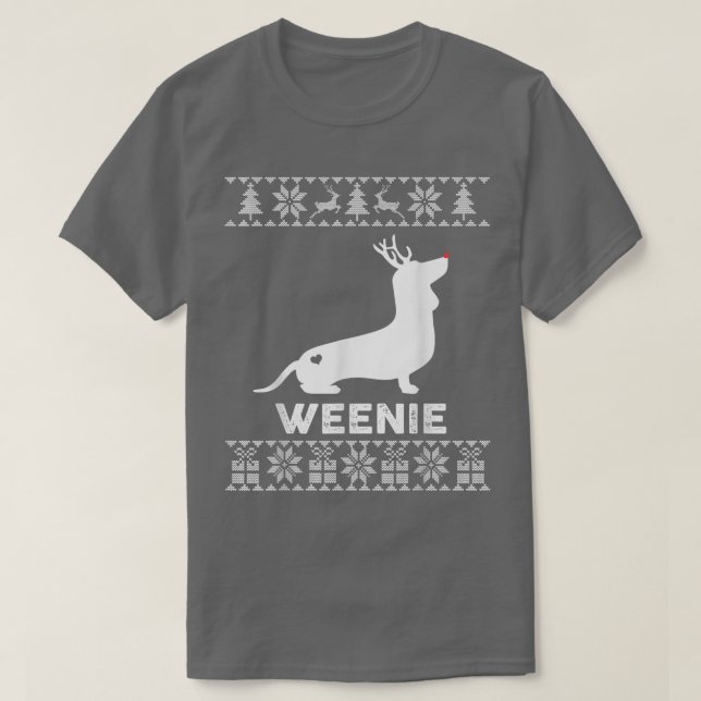 Dachshund Dog Lover Weenie Reindeer Ugly Christmas T-Shirt (Design Front)