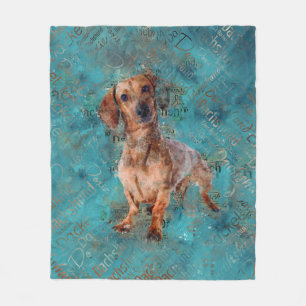 Dachshund dog Mixed Media Art Fleece Blanket