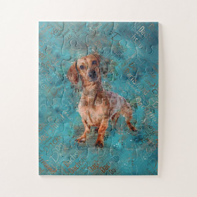 Dachshund dog Mixed Media Art Jigsaw Puzzle (Vertical)