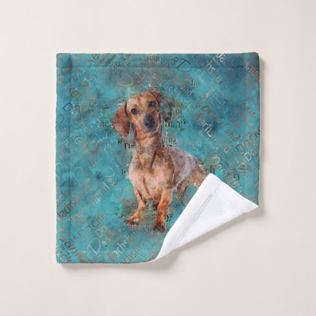 Dachshund dog Mixed Media Art Wash Cloth (Wash Cloth)