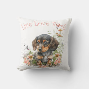Dachshund Dog Mum Floral Cushion