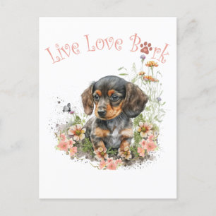 Dachshund Dog Mum Floral Postcard