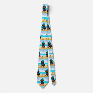 Dachshund Dog on Beach Tie