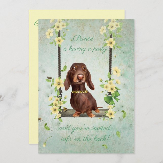Dachshund Dog Party Invitation (Front/Back)