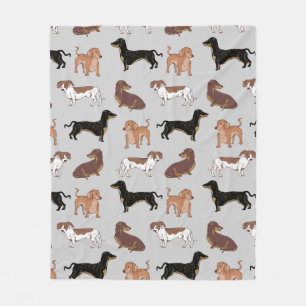 Dachshund dog pattern fleece blanket