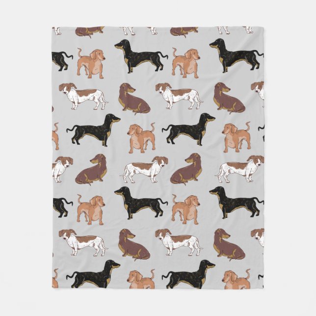 Dachshund dog pattern fleece blanket (Front)