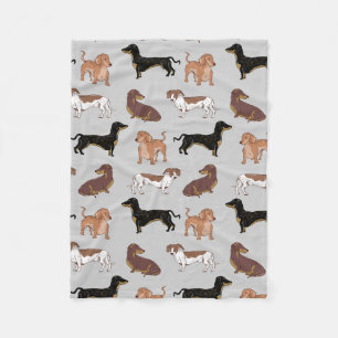 Dachshund dog pattern fleece blanket