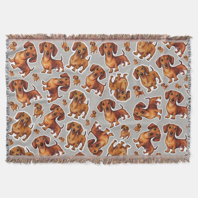 Dachshund Dog Pattern Fleece Blanket (Front)