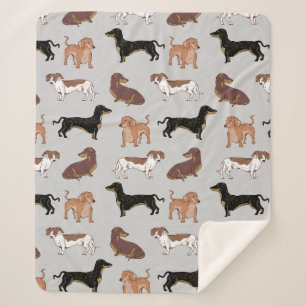 Dachshund dog pattern sherpa blanket